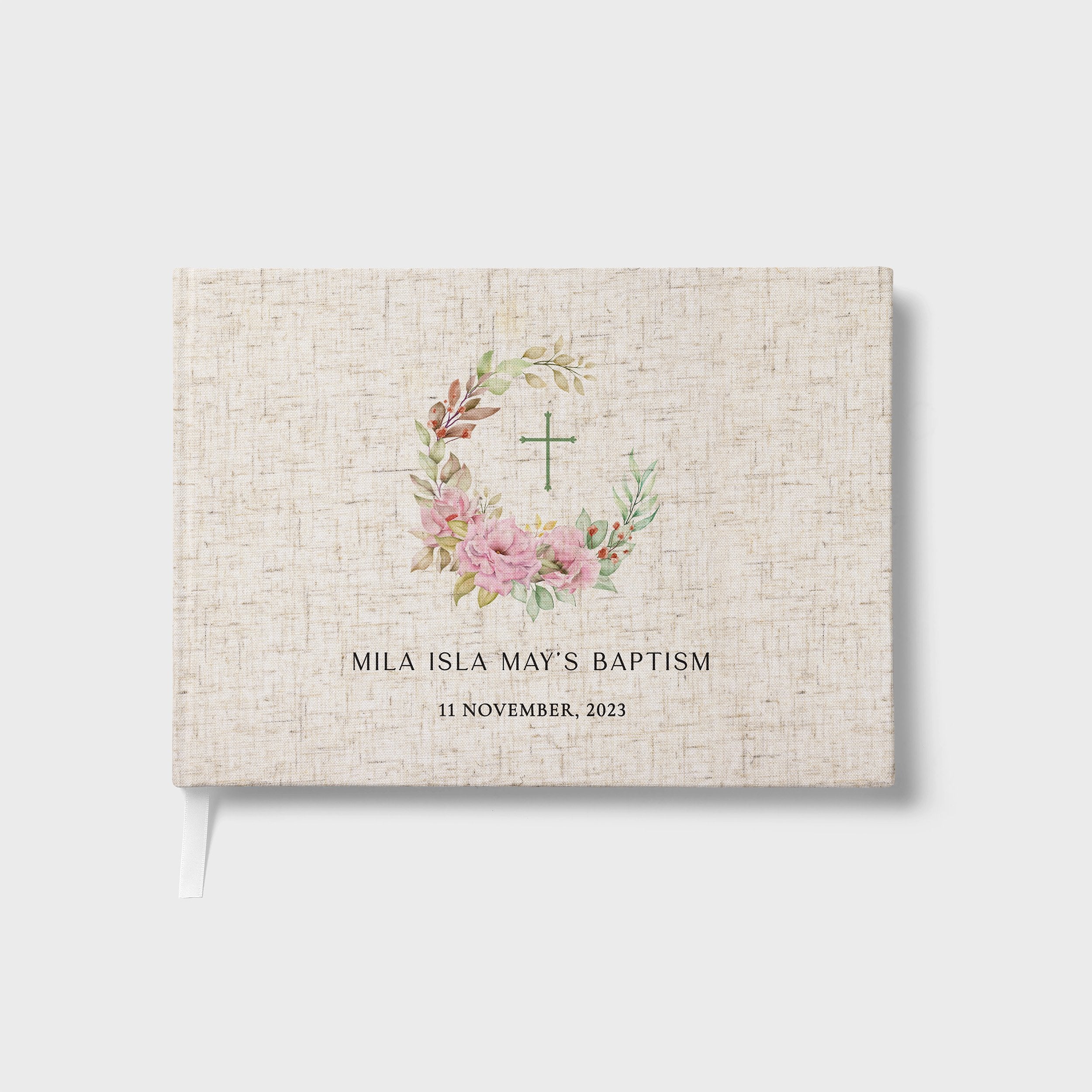 Floral Frame | Baptism Guest Book