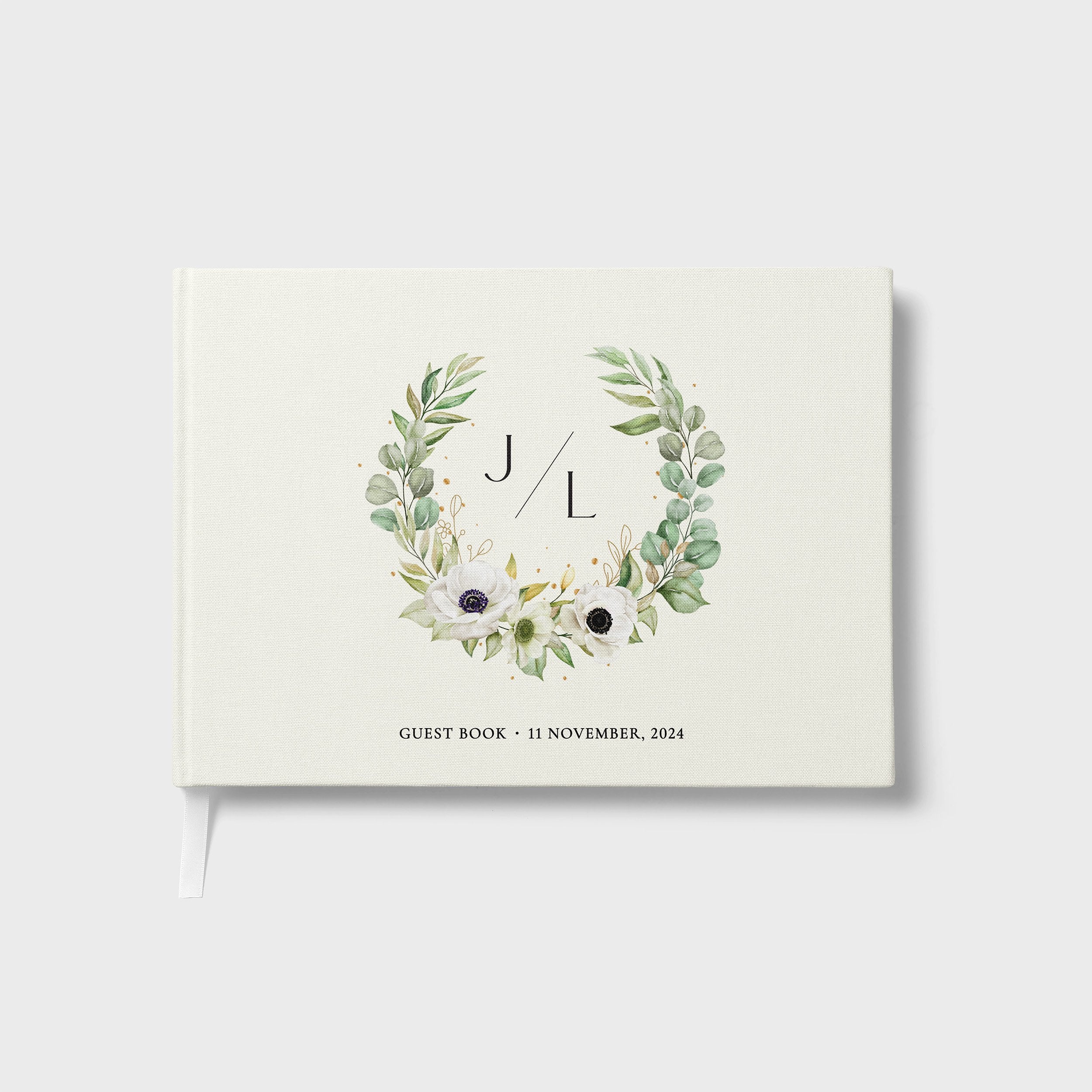 Wreath With Initials | Wedding Guest Book