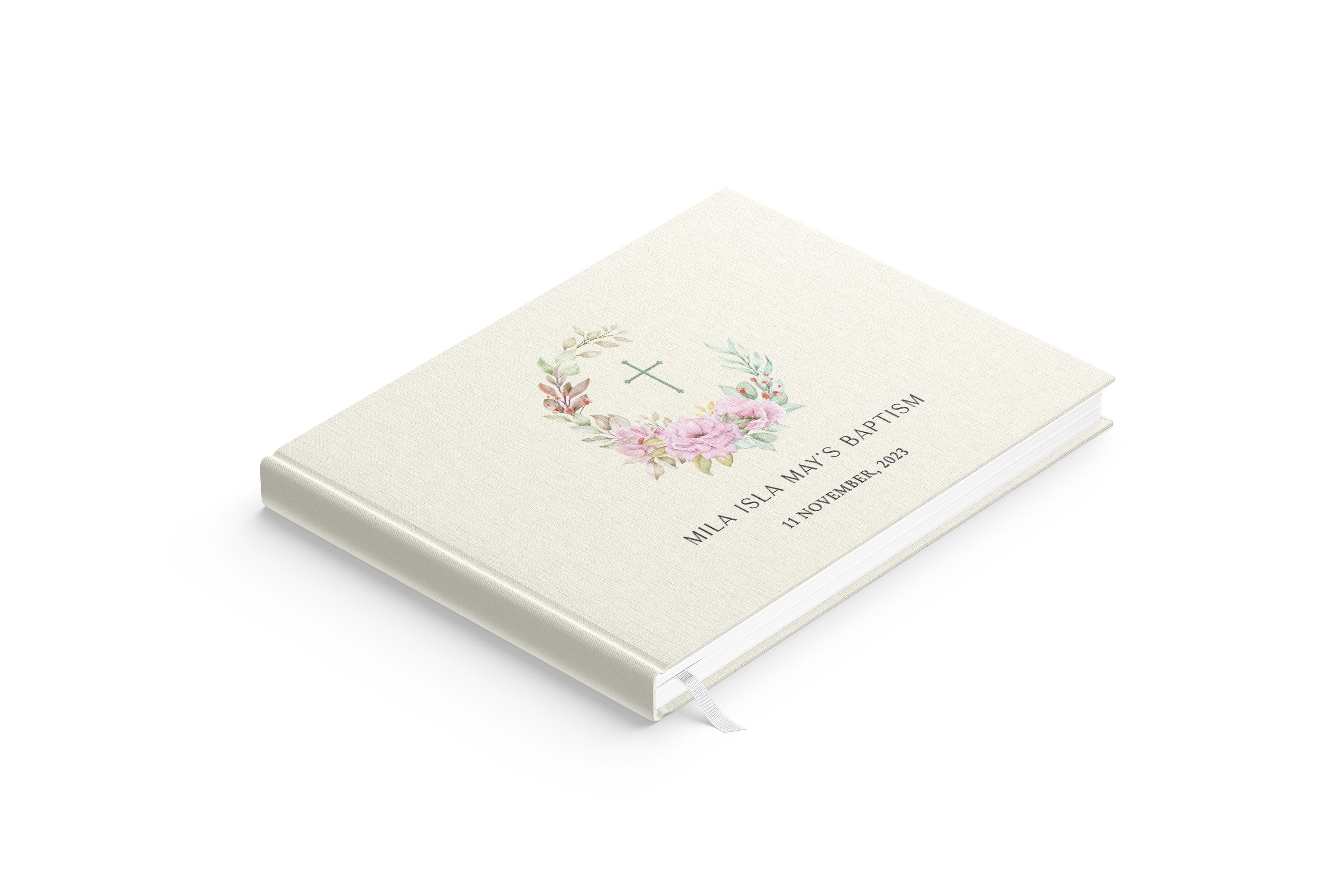 Floral Frame | Baptism Guest Book